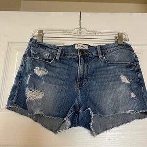 Frame cutoff denim shorts